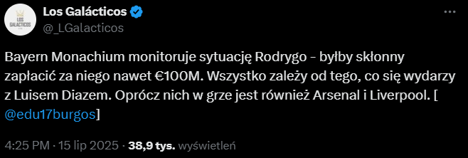 Ten klub chce może ZAOFEROWAĆ 100 MLN EURO za Rodrygo! Jednak nie Premier League!